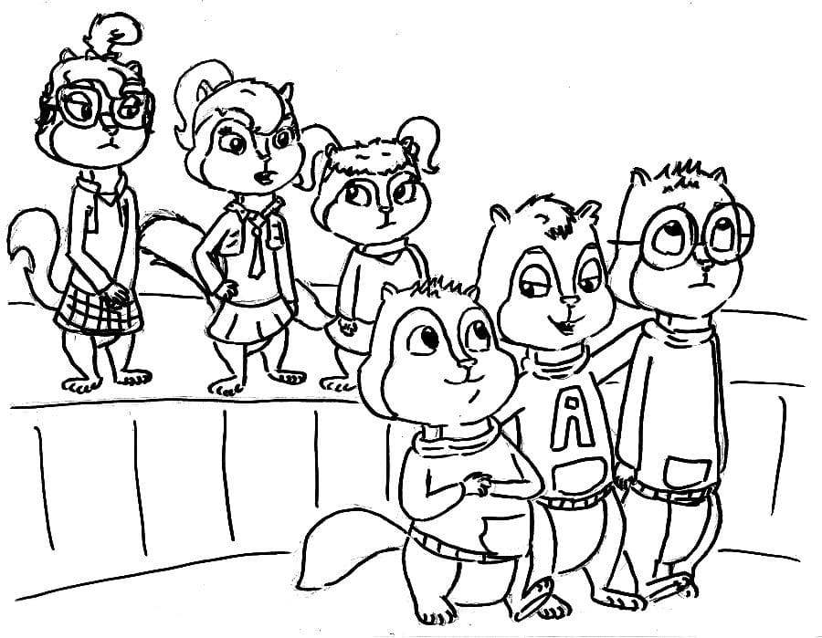 Çocuklar İçin Alvin ve  Sincaplar Boyama Sayfaları 