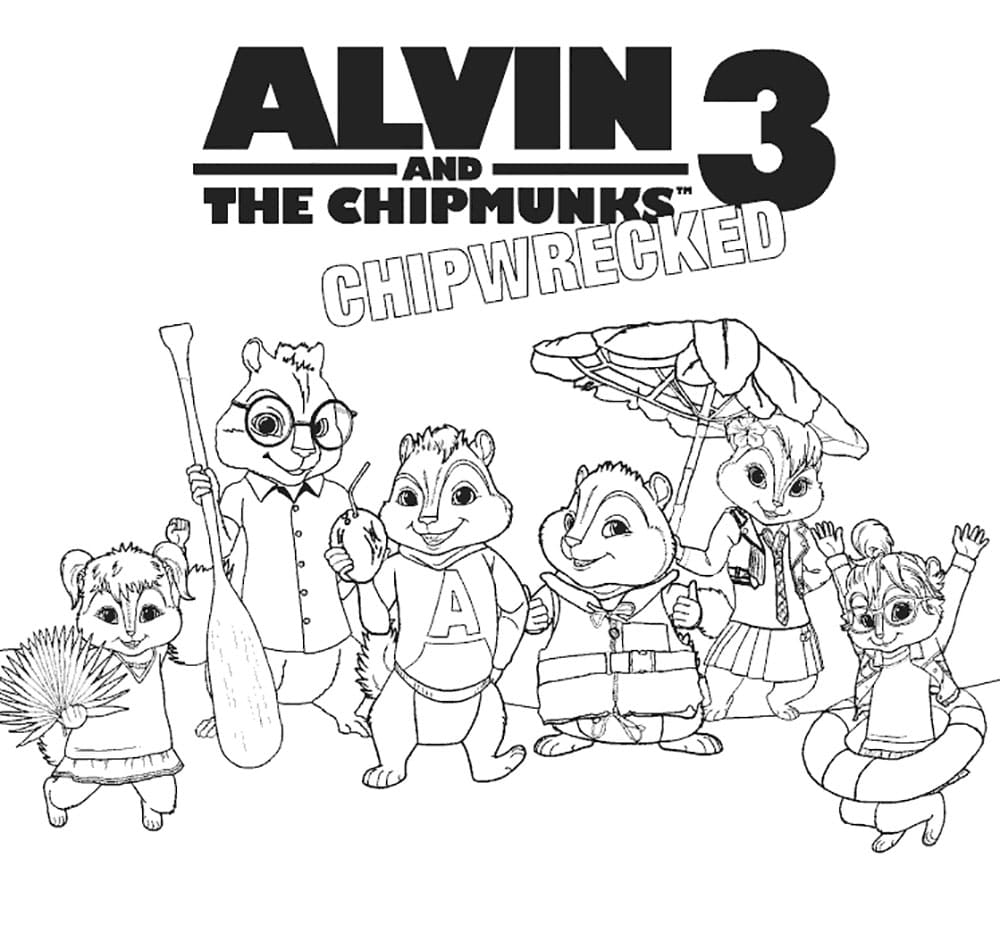 Çocuklar İçin Alvin ve  Sincaplar Boyama Sayfaları 