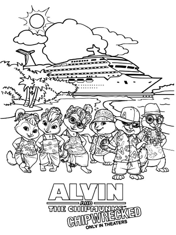Çocuklar İçin Alvin ve  Sincaplar Boyama Sayfaları 