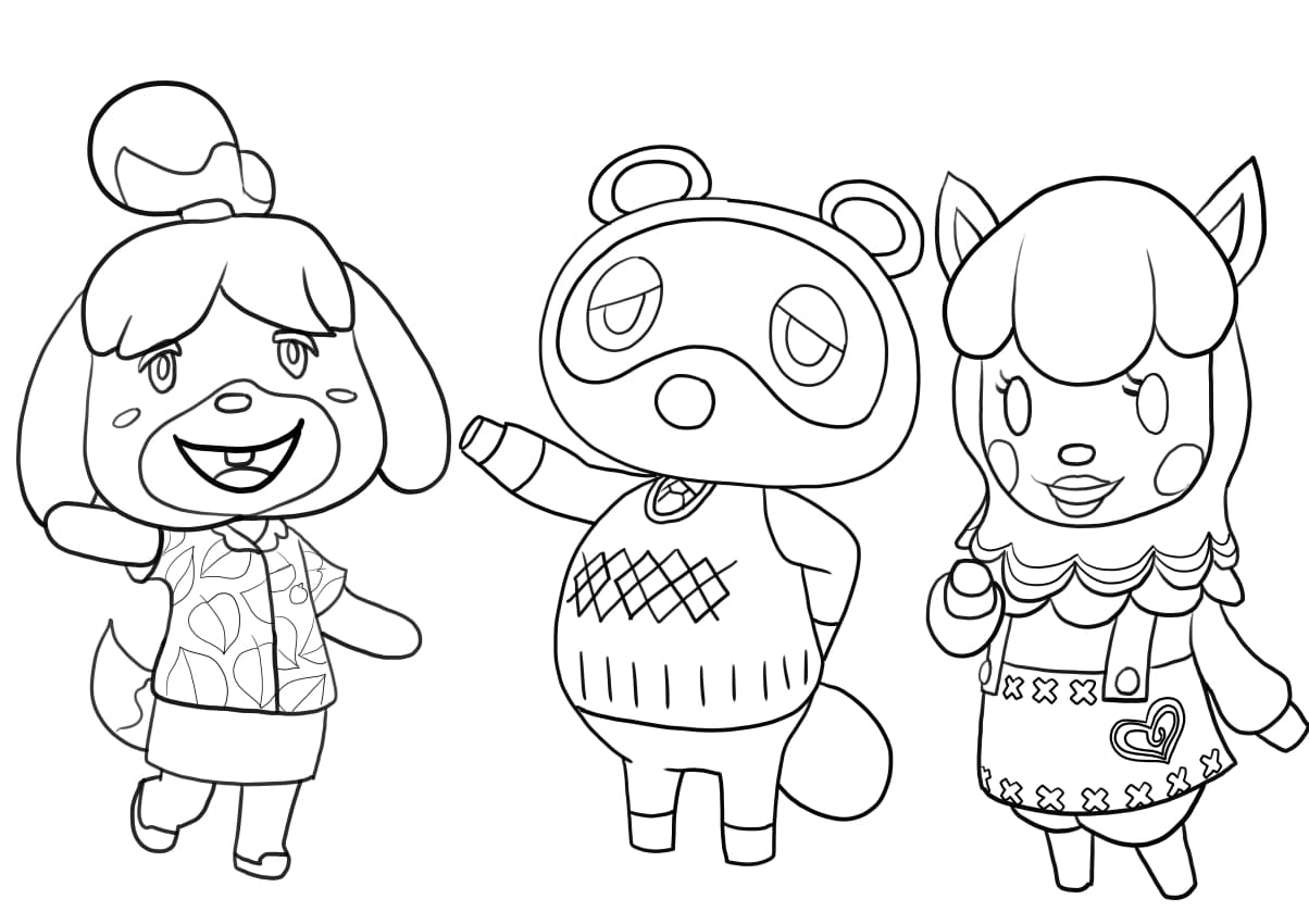Çocuklar İçin Animal Crossing Boyama Sayfaları 