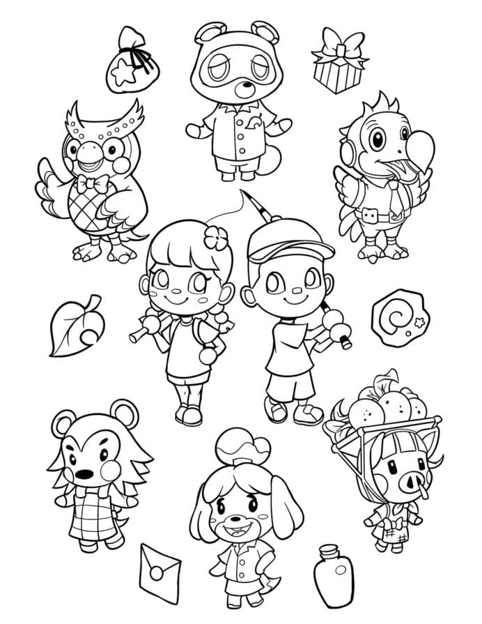 Çocuklar İçin Animal Crossing Boyama Sayfaları 