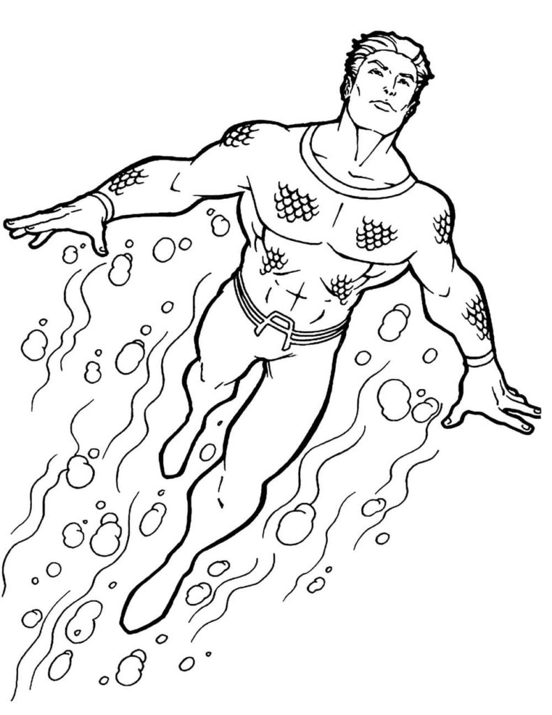 Çocuklar İçin Aquaman Boyama Sayfaları 