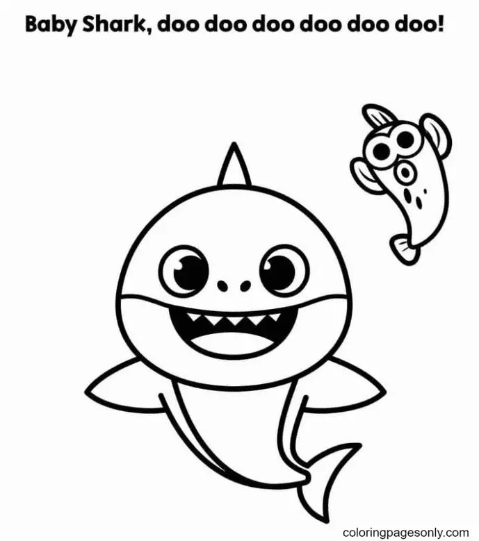 Çocuklar İçin Baby Shark Boyama Sayfaları 