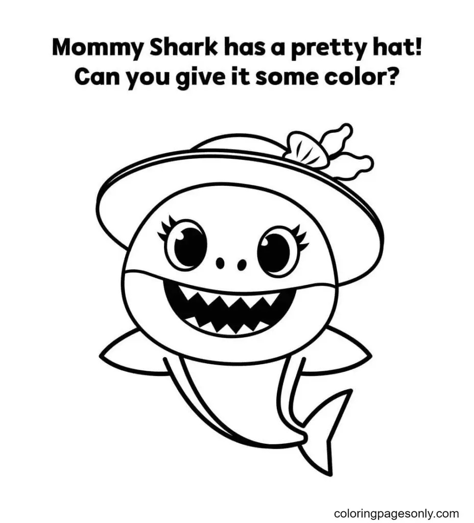 Çocuklar İçin Baby Shark Boyama Sayfaları 