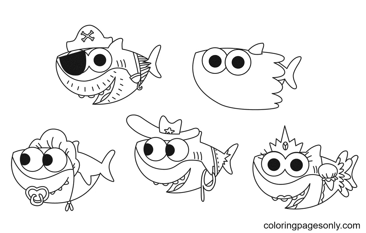Çocuklar İçin Baby Shark Boyama Sayfaları 