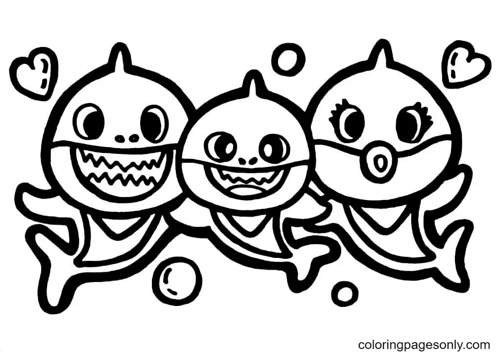 Çocuklar İçin Baby Shark Boyama Sayfaları 