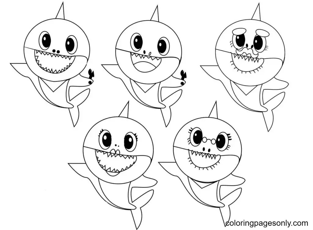 Çocuklar İçin Baby Shark Boyama Sayfaları 