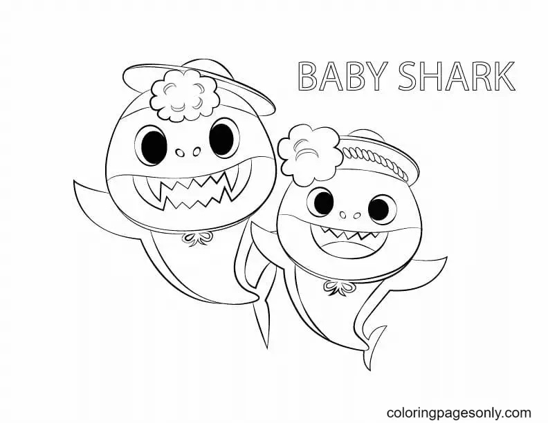 Çocuklar İçin Baby Shark Boyama Sayfaları 