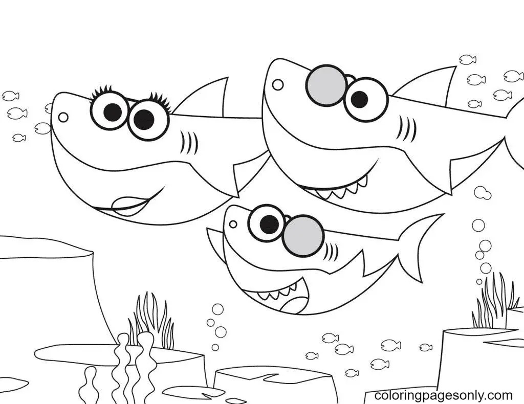 Çocuklar İçin Baby Shark Boyama Sayfaları 