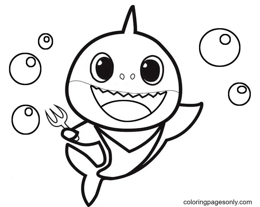 Çocuklar İçin Baby Shark Boyama Sayfaları 