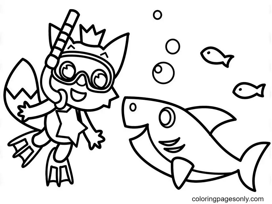 Çocuklar İçin Baby Shark Boyama Sayfaları 
