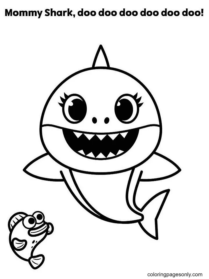 Çocuklar İçin Baby Shark Boyama Sayfaları 