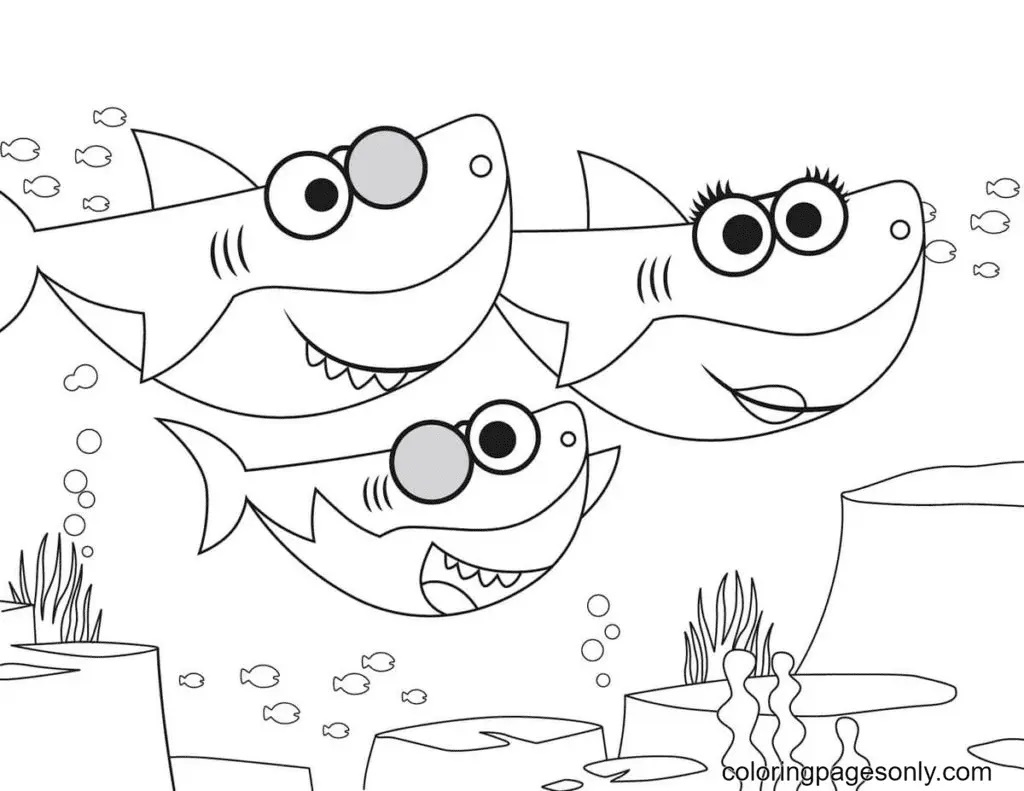 Çocuklar İçin Baby Shark Boyama Sayfaları 