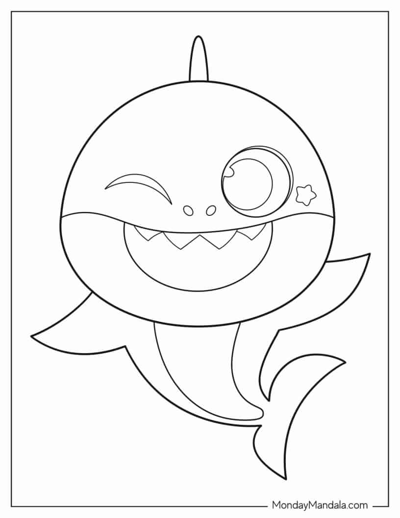 Çocuklar İçin Baby Shark Boyama Sayfaları 