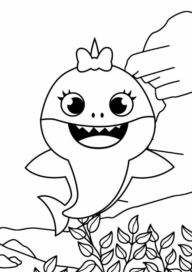 Çocuklar İçin Baby Shark Boyama Sayfaları 