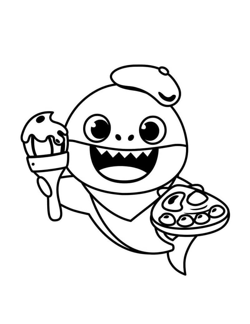 Çocuklar İçin Baby Shark Boyama Sayfaları 
