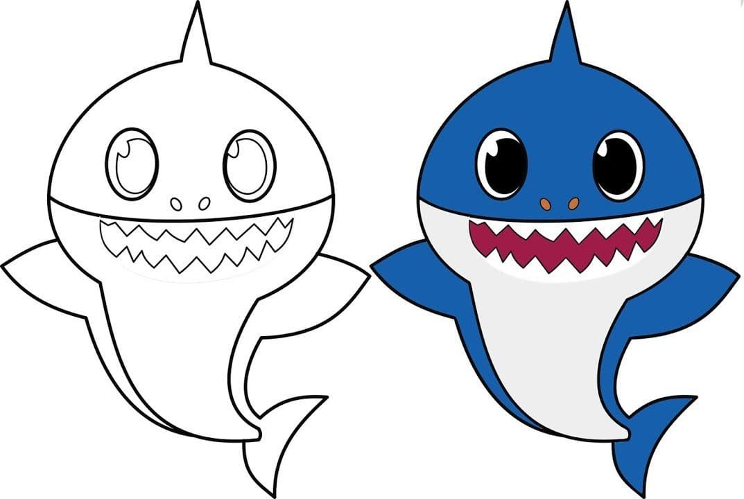 Çocuklar İçin Baby Shark Boyama Sayfaları 