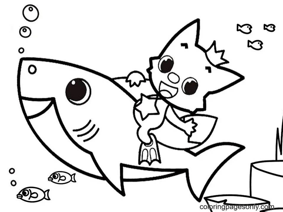Çocuklar İçin Baby Shark Boyama Sayfaları 