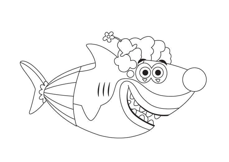 Çocuklar İçin Baby Shark Boyama Sayfaları 