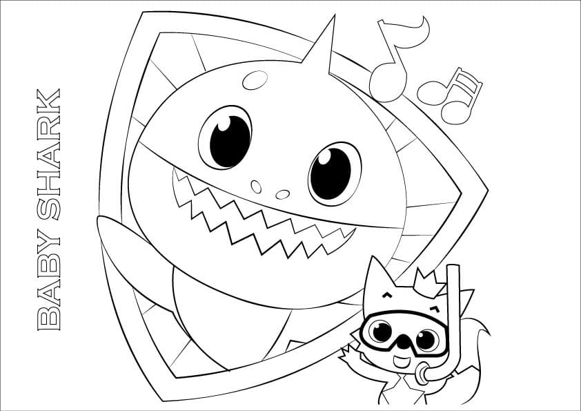 Çocuklar İçin Baby Shark Boyama Sayfaları 