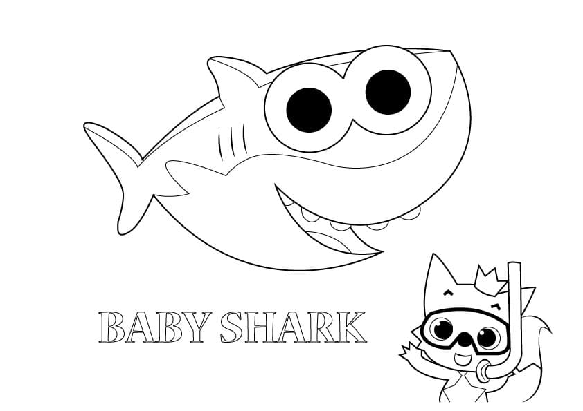 Çocuklar İçin Baby Shark Boyama Sayfaları 
