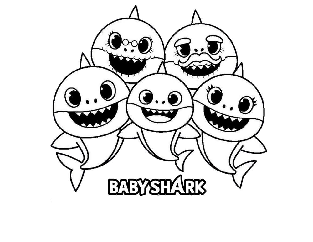 Çocuklar İçin Baby Shark Boyama Sayfaları 