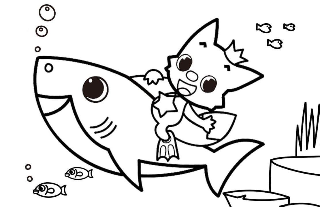 Çocuklar İçin Baby Shark Boyama Sayfaları 