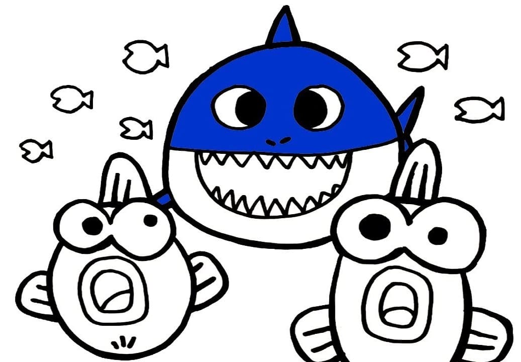 Çocuklar İçin Baby Shark Boyama Sayfaları 