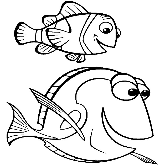 Çocuklar İçin Balık Dory Boyama Sayfaları 