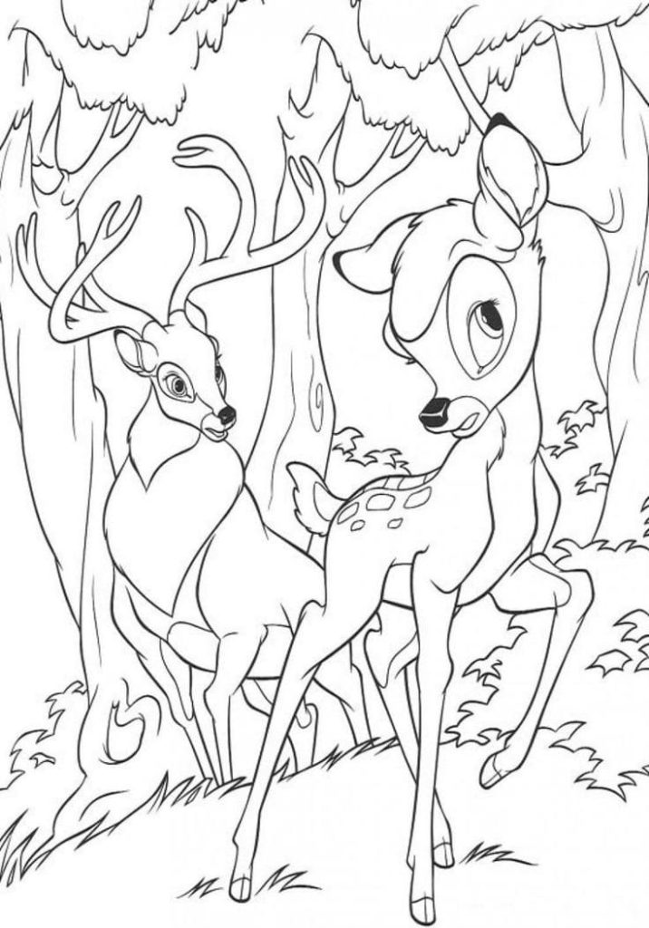 Çocuklar İçin Bambi Boyama Sayfaları 