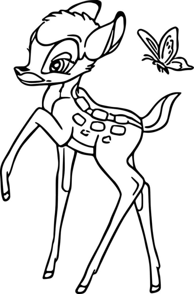 Çocuklar İçin Bambi Boyama Sayfaları 