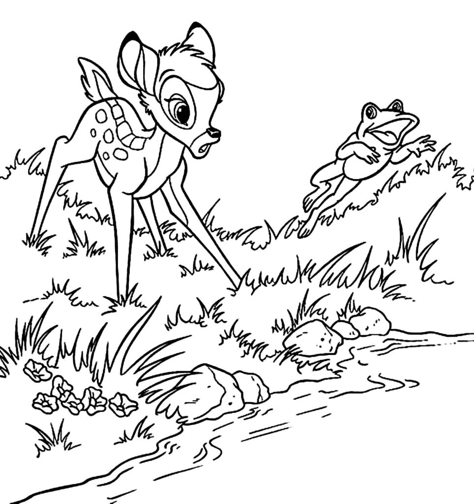Çocuklar İçin Bambi Boyama Sayfaları 