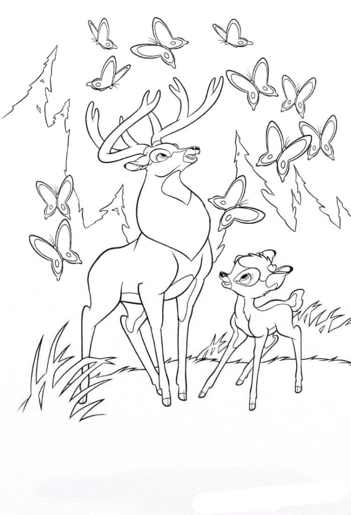 Çocuklar İçin Bambi Boyama Sayfaları 