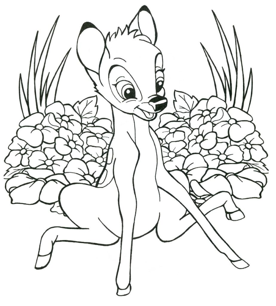 Çocuklar İçin Bambi Boyama Sayfaları 
