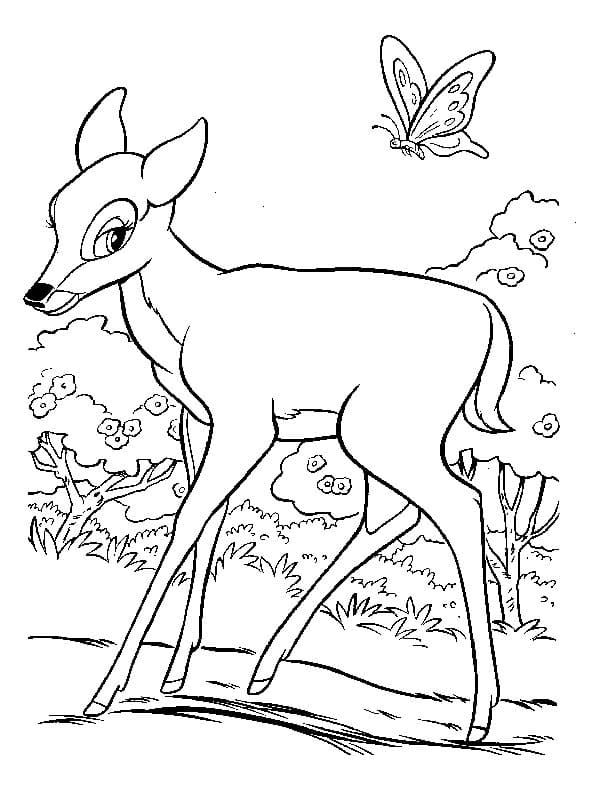 Çocuklar İçin Bambi Boyama Sayfaları 