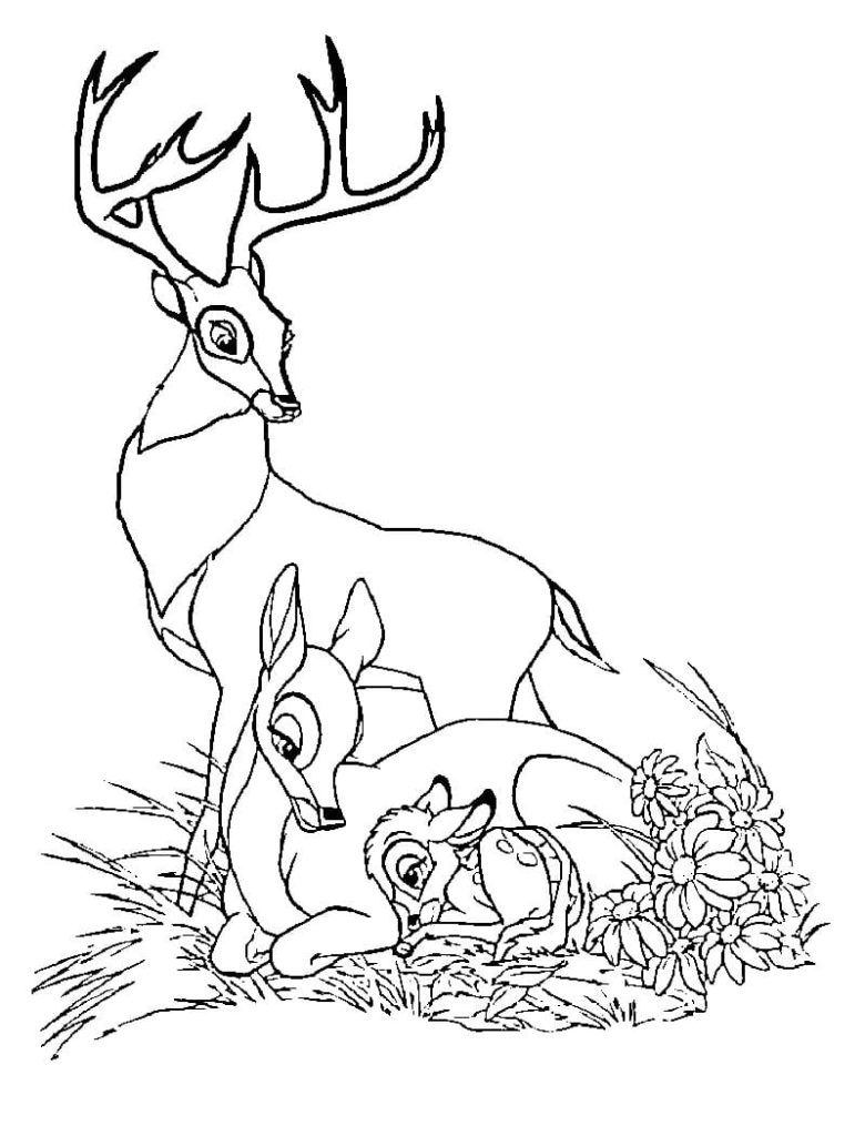 Çocuklar İçin Bambi Boyama Sayfaları 
