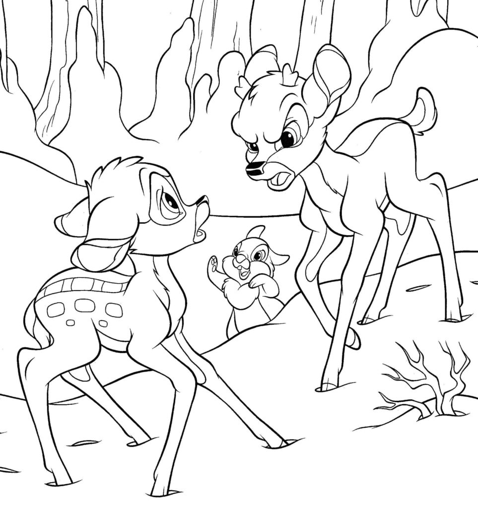 Çocuklar İçin Bambi Boyama Sayfaları 