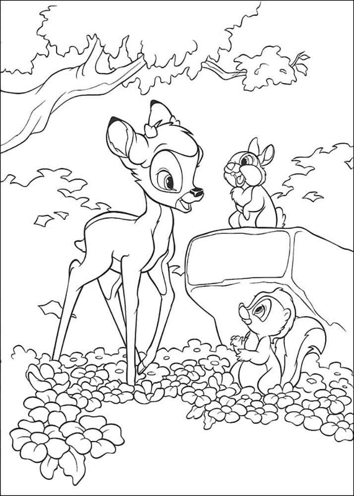 Çocuklar İçin Bambi Boyama Sayfaları 