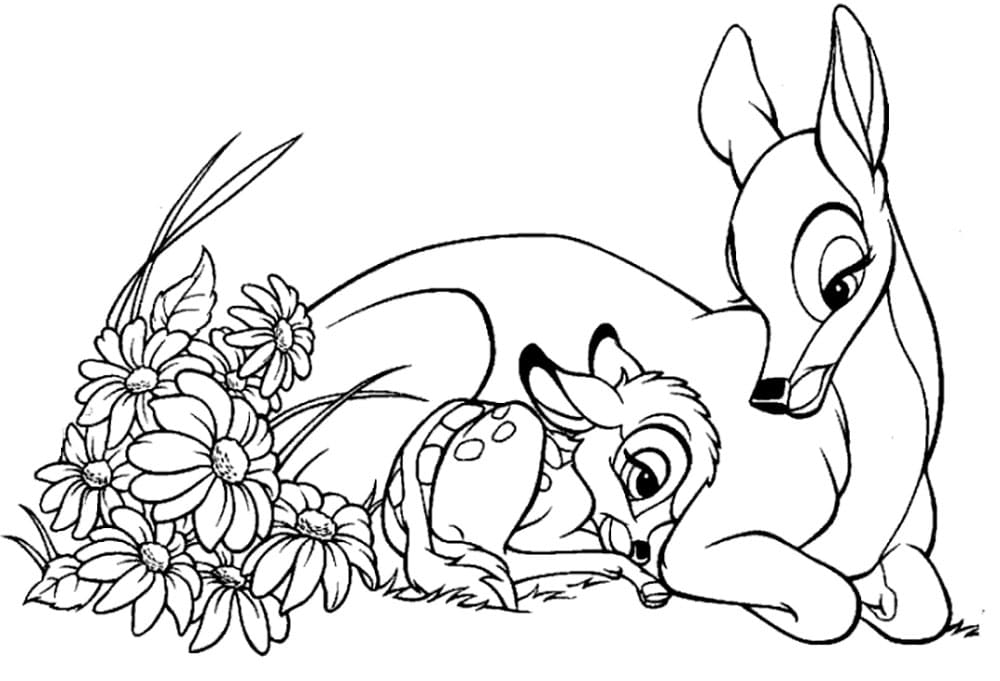 Çocuklar İçin Bambi Boyama Sayfaları 