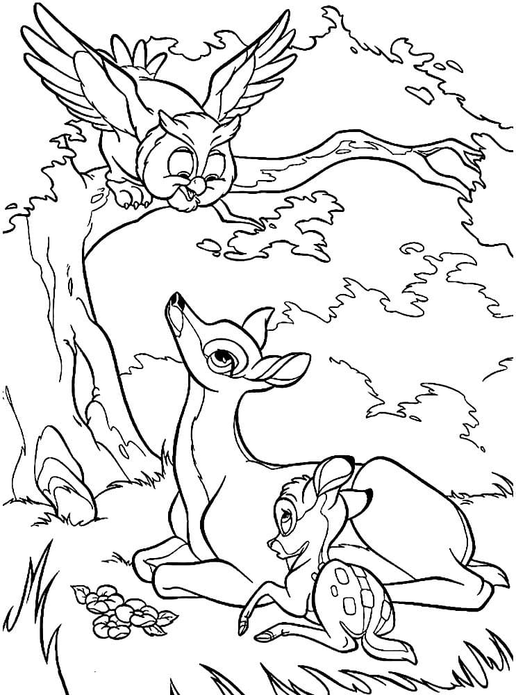Çocuklar İçin Bambi Boyama Sayfaları 
