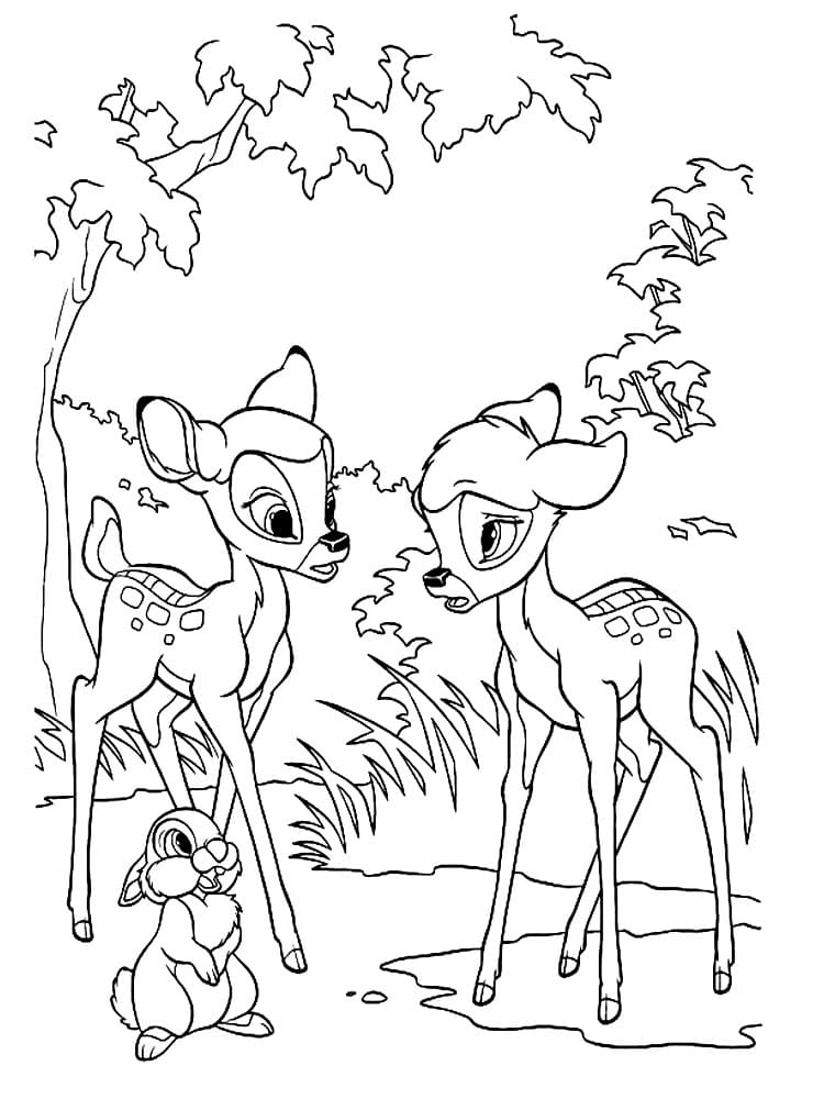 Çocuklar İçin Bambi Boyama Sayfaları 