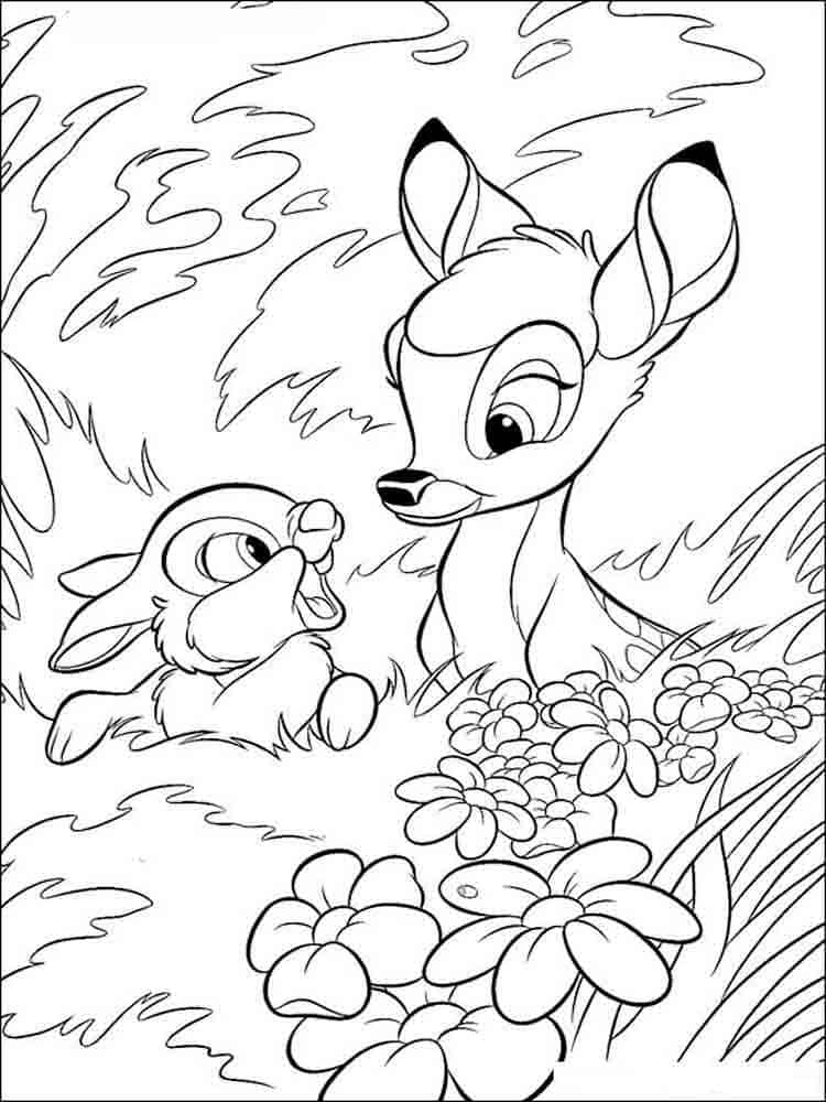 Çocuklar İçin Bambi Boyama Sayfaları 