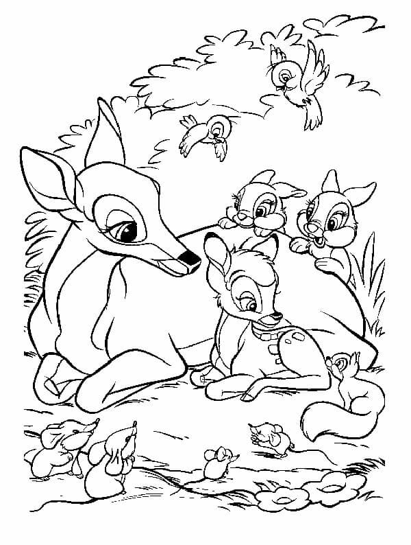 Çocuklar İçin Bambi Boyama Sayfaları 