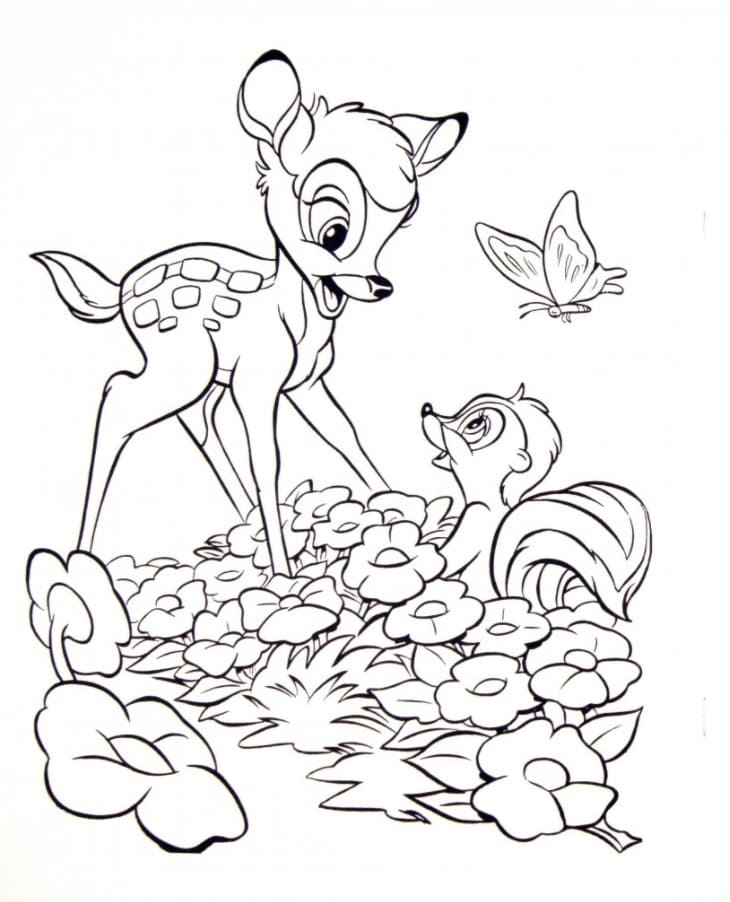 Çocuklar İçin Bambi Boyama Sayfaları 