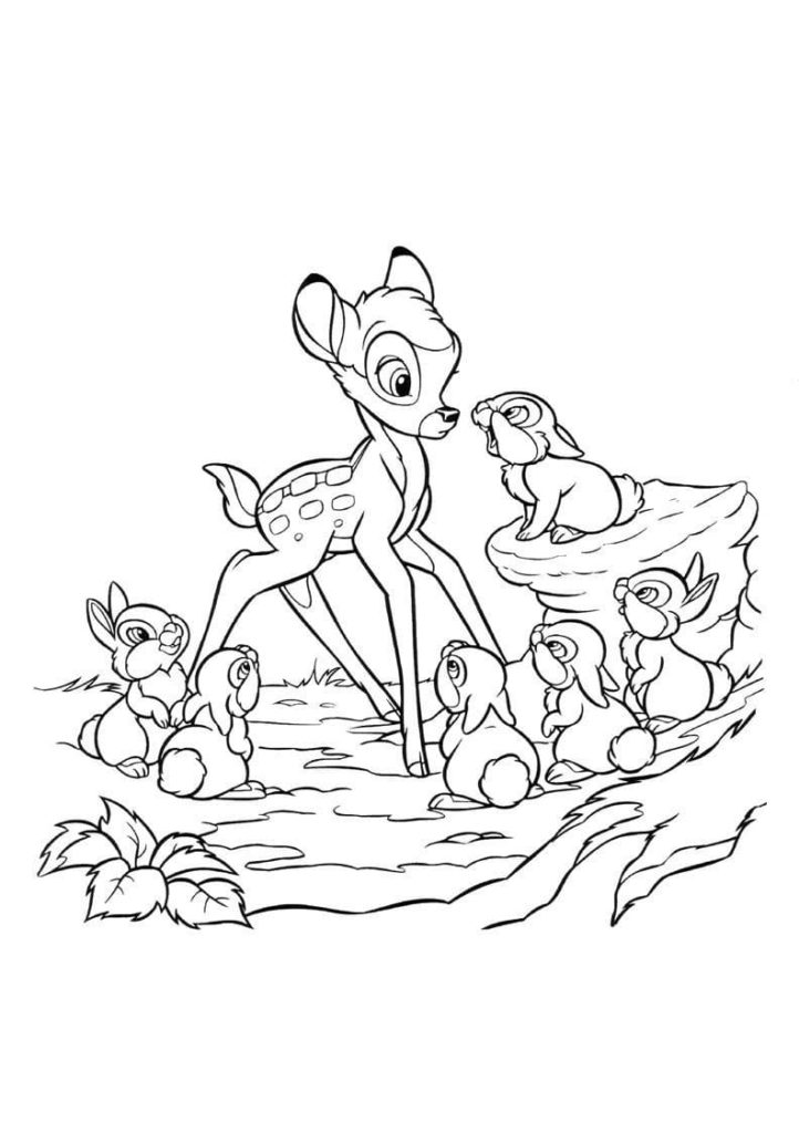 Çocuklar İçin Bambi Boyama Sayfaları 