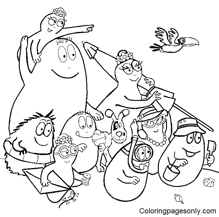 Çocuklar İçin Barbapapa Boyama Sayfaları 
