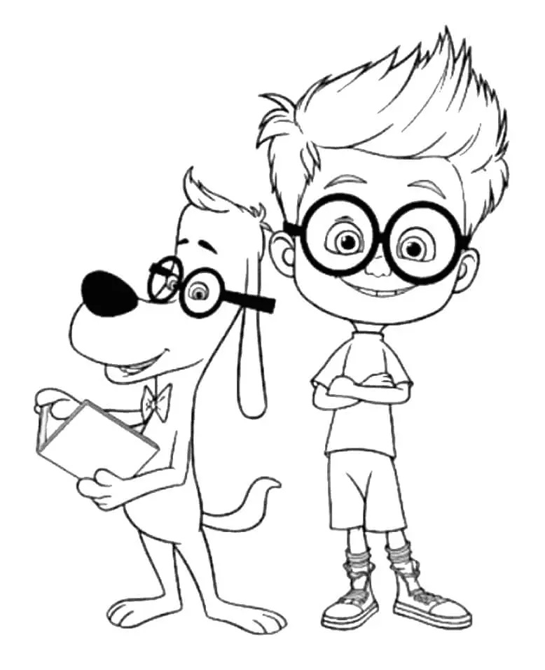 Çocuklar İçin Bay Peabody and Sherman Boyama Sayfaları 
