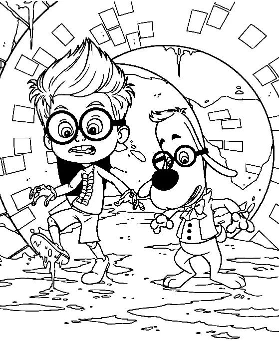 Çocuklar İçin Bay Peabody and Sherman Boyama Sayfaları 