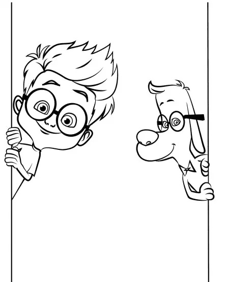 Çocuklar İçin Bay Peabody and Sherman Boyama Sayfaları 