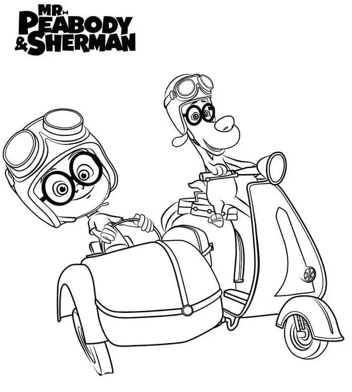 Çocuklar İçin Bay Peabody and Sherman Boyama Sayfaları 